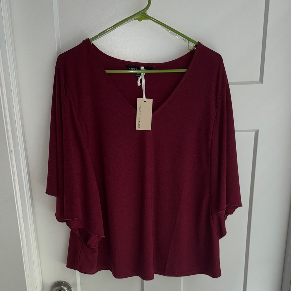 Elegant V-Neck Burgundy Blouse